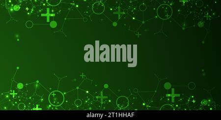 Vorlage für die Präsentation von Wissenschaft und Technologie. Hintergrund im Plexusstil. Stock Vektor