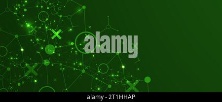 Vorlage für die Präsentation von Wissenschaft und Technologie. Hintergrund im Plexusstil. Stock Vektor