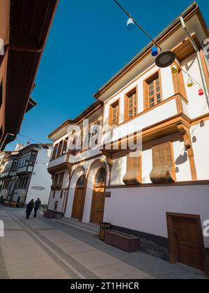 Kütahya, Türkei. 25. September 2023. Germiyan Villen. Germiyan Culture Street. Historische Häuser von Kütahya. Lokale Reiseziele in der Türkei. Stockfoto