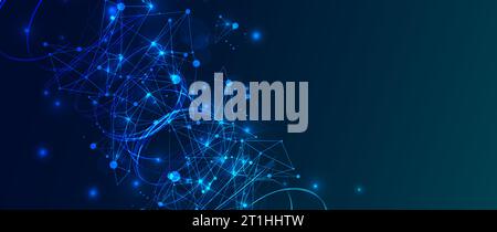 Abstrakte Wirbellinien mit Plexuseffekt. Futuristische geometrische Komposition. Hintergrund für Designarbeiten. Stock Vektor