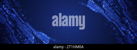 Vektorillustration, digitale High-Tech-Technologie und technischer Hintergrund Stock Vektor