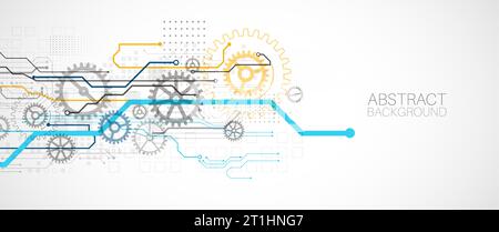 Abstraktes Technologie-Zahnradkonzept. Leiterplatte, hoher Computerhintergrund. Vektorillustration mit Platz für Inhalt, Web - Vorlage, BUIN Stock Vektor