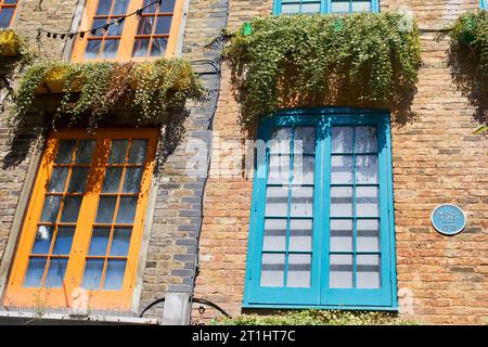 Blaue Plakette, die das Haus des Filmemachers Monty Python in Covent Garden, London, darstellt Stockfoto