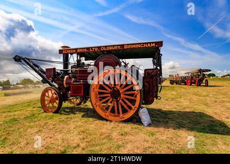 Ein Screen Bros 1910 Burrell 3197 Dampfkran-Motor bei der Low Ham Steam Rally 2023 in Somerset, England, Großbritannien Stockfoto