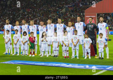 Porto, Portugal. Oktober 2023. Team der Slowakei während der UEFA Euro 2024, Europameisterschaft, Gruppe J, Fußballspiel zwischen Portugal und der Slowakei am 13. Oktober 2023 im Estadio do Dragao in Porto, Portugal - Foto Jose Salgueiro/DPPI Credit: DPPI Media/Alamy Live News Stockfoto