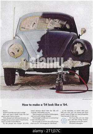 1964 Volkswagen Bug VW Beetle Ad. "Wie man einen '54 wie einen '64 aussehen lässt." Stockfoto