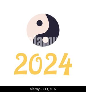 2024 Yin-Yang chinesisches Neujahr, Balance. Vektorabbildung Stock Vektor