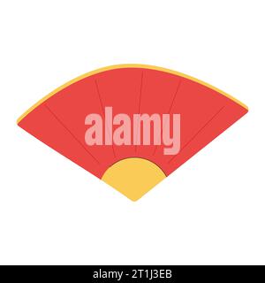 Chinesischer roter Fan mit Gold . Vektor-Zeichentrickillustration auf weißem Hintergrund Stock Vektor