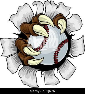 Baseball Ball Claw Cartoon Monster Animal Hand Stock Vektor