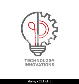 Glühlampe mit Zahnrad Maschine Symbol Vektor. Innovationstechnologien. Bearbeitbare Kontur. EPS 10 Stock Vektor