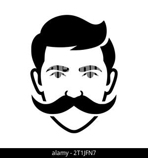 Schnurrbart-Mann und Friseursalon Maskottchen und Logo-Illustration Stock Vektor