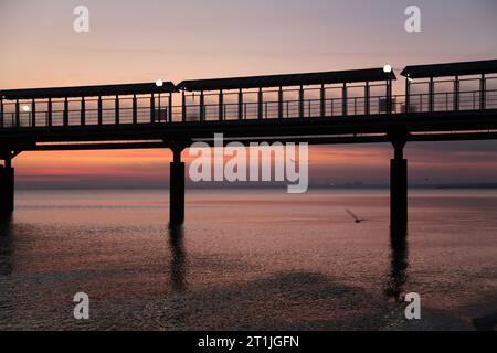 Pier Heringsdorf auf der Insel Usedom bei Sonnenaufgang Stockfoto