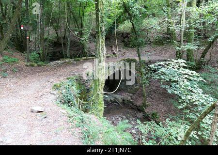 Blick auf den Weg Via Francigena in Lunigiana, Italien Stockfoto