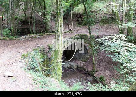 Blick auf den Weg Via Francigena in Lunigiana, Italien Stockfoto