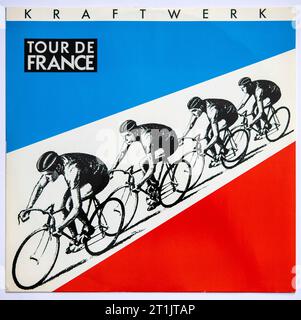 Bildcover der siebenstelligen Vinylversion von Tour de France von Kraftwerk, die 1983 veröffentlicht wurde Stockfoto