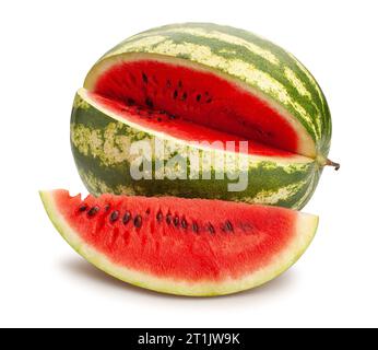 Wassermelonenspur in Scheiben, isoliert auf weiß Stockfoto