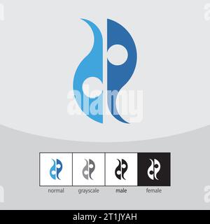 DR- oder DP-Letter-Logo. Blaue Farbe. - Vektor Stock Vektor