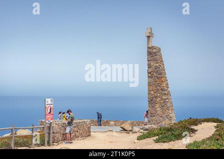 Monument des westlichsten Punktes Kontinentaleuropas auf Cabo da Roca, Portugal Stockfoto