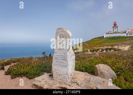 Paul Harris, Gründer des Rotary Club-Gedenksteins auf Cabo da Roca, dem westlichsten Punkt von Kontinentaleuropa, Portugal Stockfoto