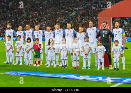 Porto, Portugal. Oktober 2023. Slowakei Nationalmannschaft während der UEFA Euro 2024, Europameisterschaft, Gruppe J, Fußballspiel zwischen Portugal und der Slowakei am 13. Oktober 2023 im Estadio do Dragao in Porto, Portugal - Foto Jose Salgueiro/SPP (Jose Salgueiro/SPP) Credit: SPP Sport Press Photo. /Alamy Live News Stockfoto