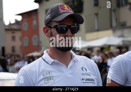 Trient, Italien. Oktober 2023. Dominik Paris (italienischer Alpinski) während des Festivals dello Sport 2023 - Sportfestival, Sportveranstaltungen in Trient, Italien, 14. Oktober 2023 Credit: Unabhängige Fotoagentur/Alamy Live News Stockfoto