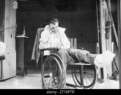 Rehabilitation britischer Soldaten aus der Normandie - die Arbeit des Robert Jones und Dame Agnes Hunt Orthopädischen Krankenhauses, Oswestry, Shropshire, England, Großbritannien, 1944. Stockfoto