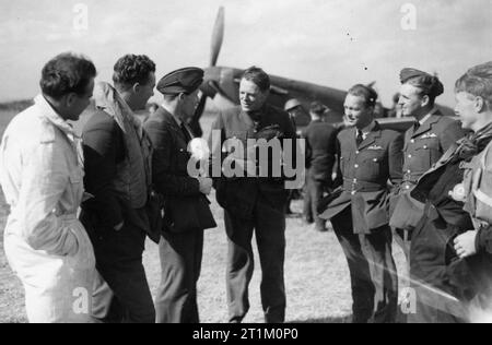 RAF Fighter Command 1940 Piloten von Nr. 66 Squadron in Gravesend, September 1940. Stockfoto