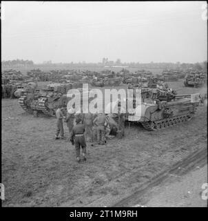 Die britische Armee in Nord-West-Europa 1944-45 Churchill Tanks von 6 Guards Tank Brigade montiert in der Nähe von Best, in der Bereitschaft für Vorauszahlung 15 (Schottische) der Division in Tilburg, 27. Oktober 1944. Stockfoto