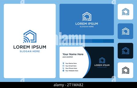 Smart Home Logo-Designvorlage. Logo des Hauses mit Signal-wlan-Verbindungsdesign grafischer Vektorillustration. Symbol , Symbol, kreativ. Stock Vektor