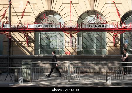 Teil der Fassade des Manchester Victoria Railway Station Stockfoto