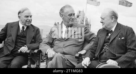 Kanadische Premierminister Mackenzie King, US-Präsident Franklin D Roosevelt und der britische Premierminister Winston Churchill während der Quebec Konferenz Stockfoto
