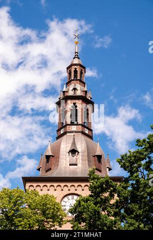 Blick auf den Turm an der Oslo Domkirke; Oslo, Norwegen. Stockfoto