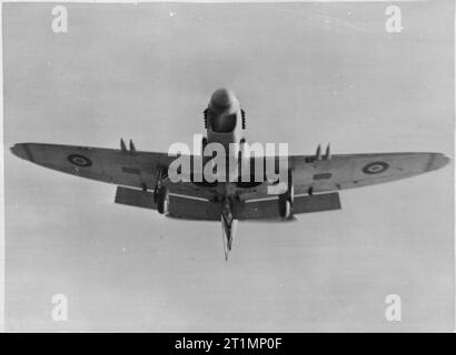 Die Royal Navy während des Zweiten Weltkrieges eine Fairey Firefly über auf der HMS PRETORIA SCHLOSS zu landen. Stockfoto