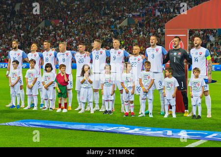 Porto, Portugal. Oktober 2023. Slowakei Nationalmannschaft während der UEFA Euro 2024, Europameisterschaft, Gruppe J, Fußballspiel zwischen Portugal und der Slowakei am 13. Oktober 2023 im Estadio do Dragao in Porto, Portugal - Foto Jose Salgueiro/SIPA USA Credit: SIPA USA/Alamy Live News Stockfoto