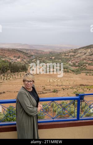 Marrakesch, Marokko. Oktober 2023. Die Ministerin für Entwicklungszusammenarbeit und Metropolitanpolitik Caroline Gennez posiert für die Fotografin während eines Arbeitsbesuchs der Entwicklungsministerin in Marokko am Samstag, den 14. Oktober 2023. BELGA PHOTO JONAS ROOSENS Credit: Belga News Agency/Alamy Live News Stockfoto