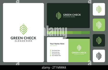 Abstrakte Blattlogo-Designvorlage mit Häkchen grafischer Vektor-Illustration. Symbol , Symbol, kreativ. Stock Vektor