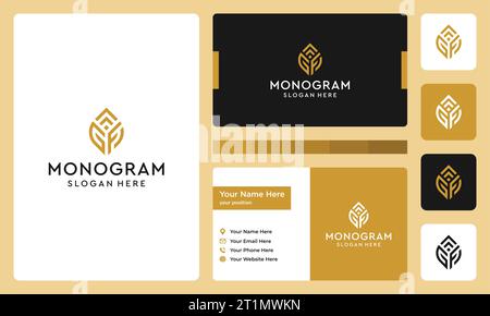 Initial Letter Monogramm Logo Design Vorlage mit Wachstum Grafik Vektor Illustration. Symbol , Symbol, kreativ. Stock Vektor