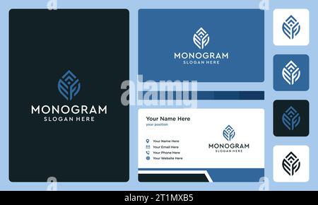 Initial Letter Monogramm Logo Design Vorlage mit Wachstum Grafik Vektor Illustration. Symbol , Symbol, kreativ. Stock Vektor