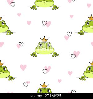 Nahtloses Strickfroschmuster. Vektorhintergrund für Kinder. Babydruck Stock Vektor