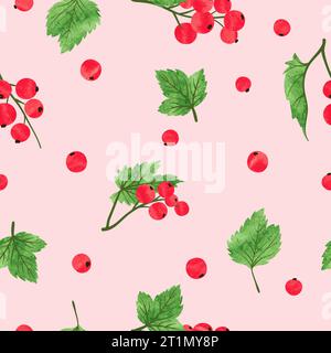 Nahtloses Muster roter Johannisbeeren. Vektorhintergrund mit Aquarell-roten Reifen Beeren Stock Vektor