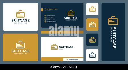 Suitcase Logo Design Vorlage mit Treppe Design Grafik Vektor Illustration. Symbol, Symbol, Kreativ. Stock Vektor