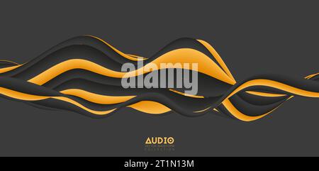 Visualisierung von Schallwellen. Solide 3D-Wellenform. Muster für Sprachmuster. Stock Vektor