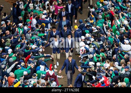 South Bend, Indiana, USA. Oktober 2023. Während des NCAA-Fußballspiels zwischen den USC Trojans und den Notre Dame Fighting Irish im Notre Dame Stadium in South Bend, Indiana. John Mersits/CSM/Alamy Live News Stockfoto