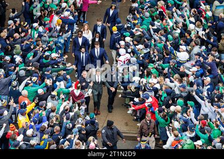 South Bend, Indiana, USA. Oktober 2023. Während des NCAA-Fußballspiels zwischen den USC Trojans und den Notre Dame Fighting Irish im Notre Dame Stadium in South Bend, Indiana. John Mersits/CSM/Alamy Live News Stockfoto