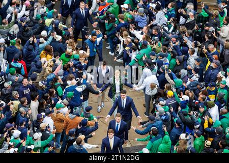 South Bend, Indiana, USA. Oktober 2023. Während des NCAA-Fußballspiels zwischen den USC Trojans und den Notre Dame Fighting Irish im Notre Dame Stadium in South Bend, Indiana. John Mersits/CSM/Alamy Live News Stockfoto