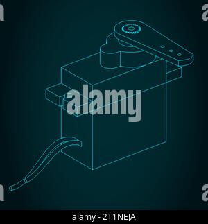 Stilisierte Vektorillustration des Blueprints des Servomotors Stock Vektor