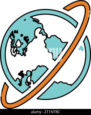 Erde bewegt sich, global, Planeten-Symbol. Wird bei der Gestaltung und Entwicklung von Websites, kommerziellen, Printmedien, Web- oder anderen Designprojekten verwendet. Stock Vektor