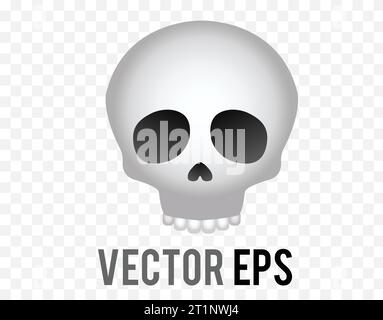 Isolierter Vektorverlauf weißlicher grauer menschlicher Schädel mit schwarzen Augenhöhlen Symbol Stock Vektor