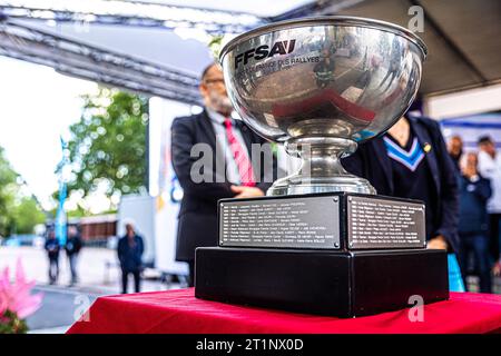 Ambert, Frankreich. Oktober 2023. Trophäe beim Finale de la Coupe de France des Rallyes Ambert 2023 vom 12. Und 14. Oktober 2023 in Ambert, Frankreich - Foto Damien Saulnier/DPPI Credit: DPPI Media/Alamy Live News Stockfoto