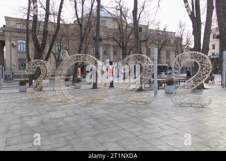 Chisinau, Moldau - Silvesterfeier am 25. Dezember 2021 im Zentrum von Chisinau. Stockfoto